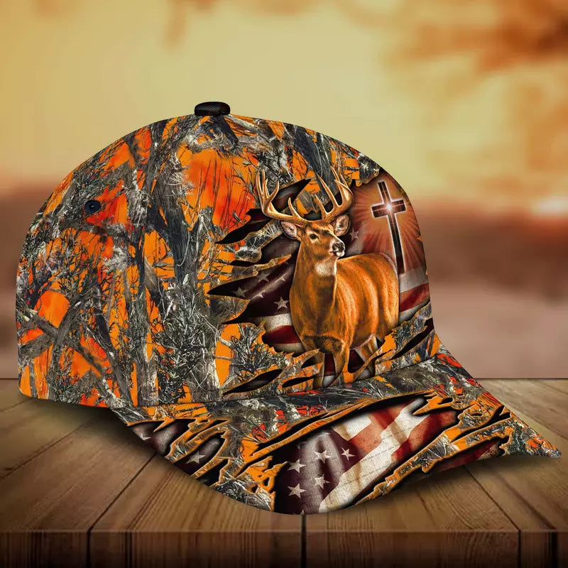 Frenzidea Premium Cross And Deer 3D Personalized Multicolor Cap