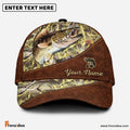 Frenzidea Personalized Walleye Fishing Leather Pattern Cap