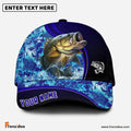Frenzidea Blue Patchy Bass Fishing Personalized Cap