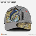 Frenzidea Custom Name Blue Marlin Fishing Grey 3D Cap