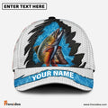 Frenzidea Personalized Trout Fishing White Blue Wave Fishnet Classic Cap