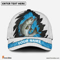 Frenzidea Personalized Striped Bass Fishing White Blue Wave Fishnet Classic Cap