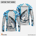 Frenzidea Salmon Fishing Light Blue Camo Sport Custom Name & Team Name 3D Shirts