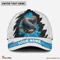 Frenzidea Personalized Catfish Fishing White Blue Wave Fishnet Classic Cap
