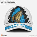 Frenzidea Personalized Crappie Fishing White Blue Wave Fishnet Classic Cap