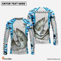 Frenzidea Striped Bass Fishing Light Blue Camo Sport Custom Name & Team Name 3D Shirts