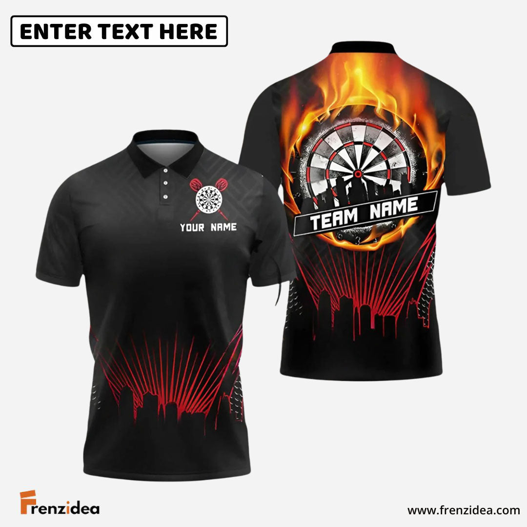 Frenzidea Darts City Fire Ring Personalized Name, Team Name Shirt (4 Colors)