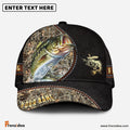 Frenzidea Personalized Large Mouth Bass Black Leather Camo Pattern Fishing Classic Cap