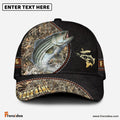 Frenzidea Personalized Striped Bass Black Leather Camo Pattern Fishing Classic Cap