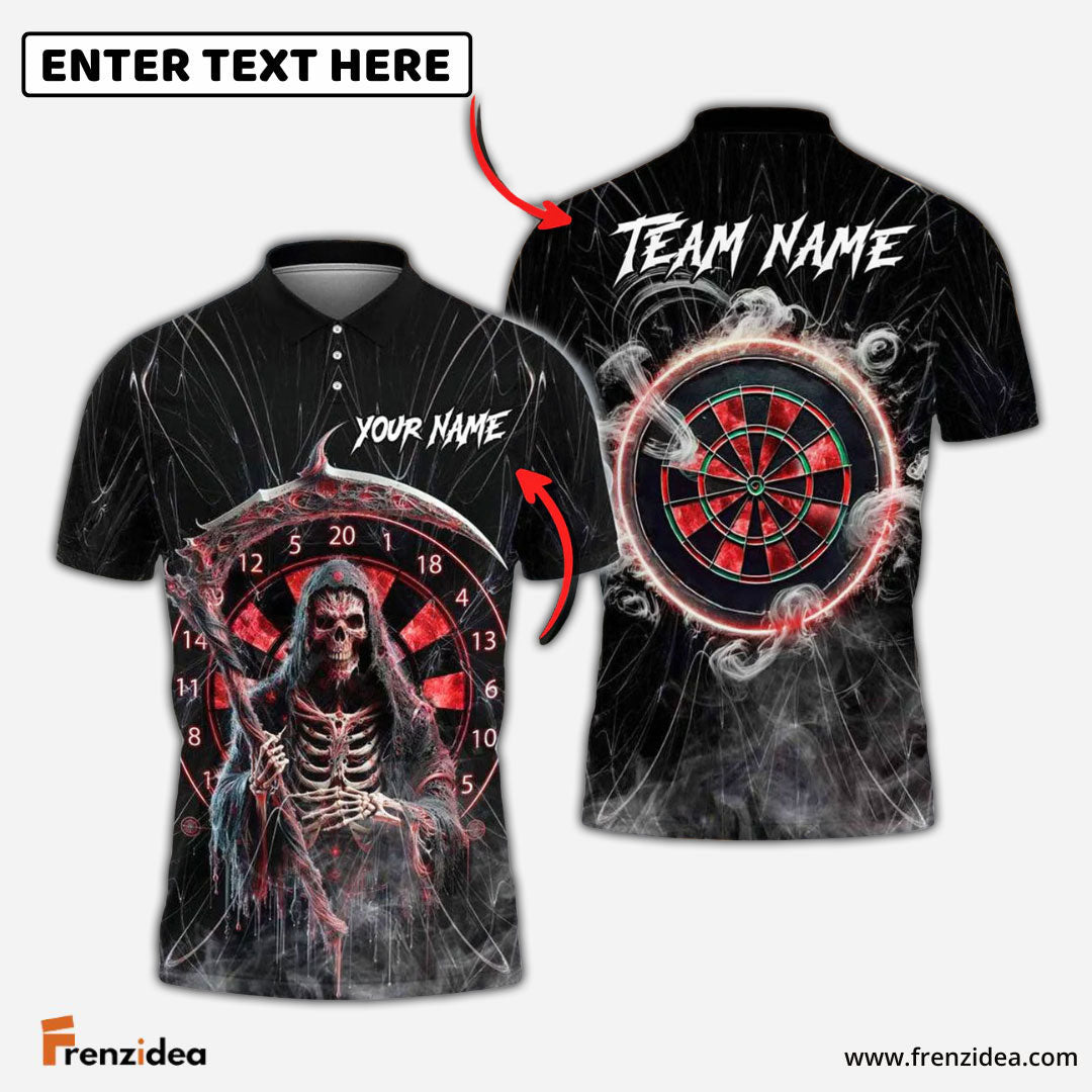 Frenzidea Darts Grim Reaper Smoke Personalized Name, Team Name Shirt (4 Colors)
