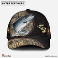 Frenzidea Personalized Salmon Black Leather Camo Pattern Fishing Classic Cap