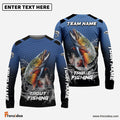 Frenzidea Trout Fishing Navy Hexagon Sport Custom Name & Team Name 3D Shirts