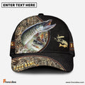 Frenzidea Personalized Musky Black Leather Camo Pattern Fishing Classic Cap