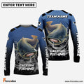 Frenzidea Catfish Fishing Navy Hexagon Sport Custom Name & Team Name 3D Shirts