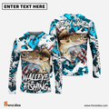 Frenzidea Walleye Fishing American Flag Light Blue Camo Custom Name & Team Name 3D Shirts