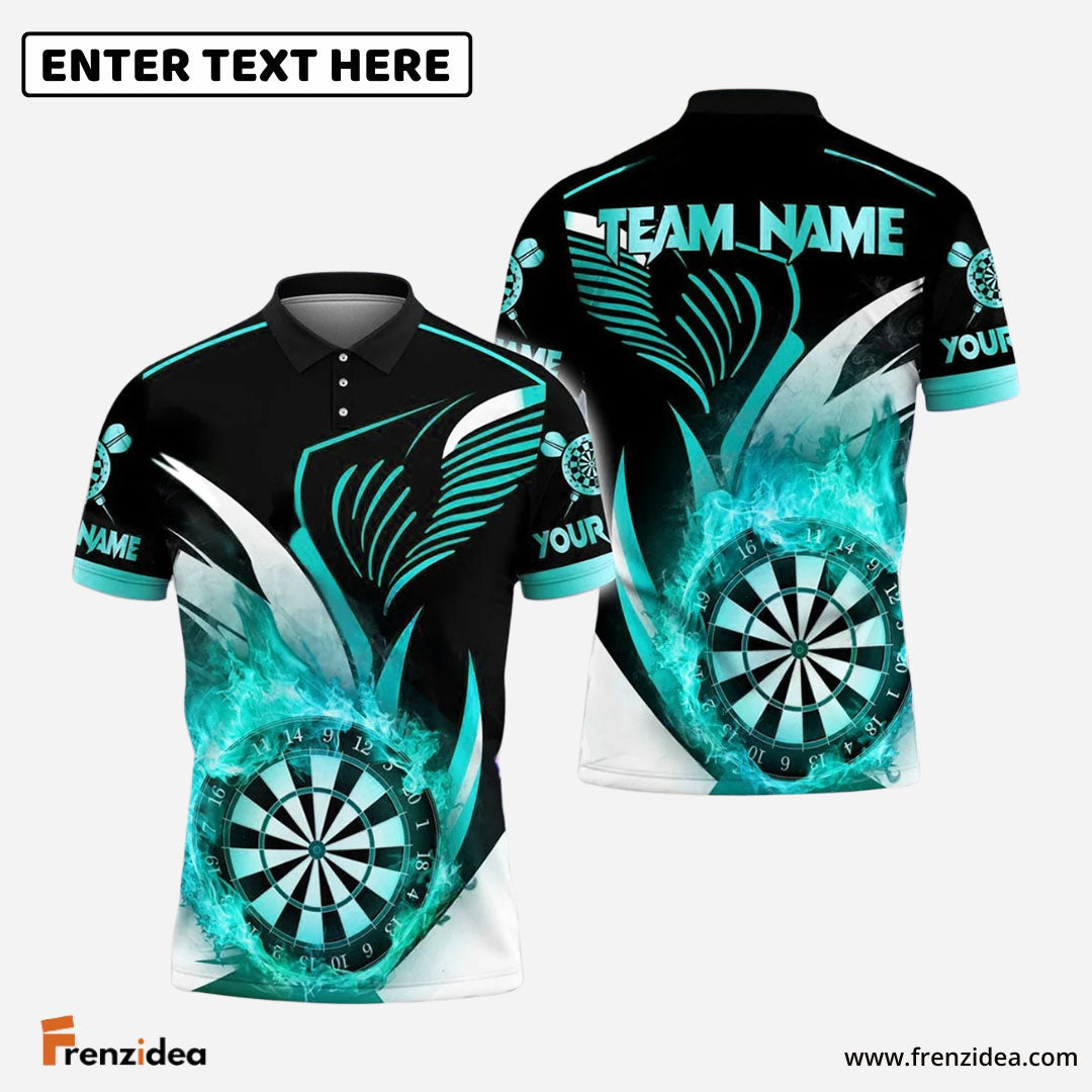 Frenzidea Darts Golden Flame Dartboard Personalized Name, Team Name Shirt (4 Colors)
