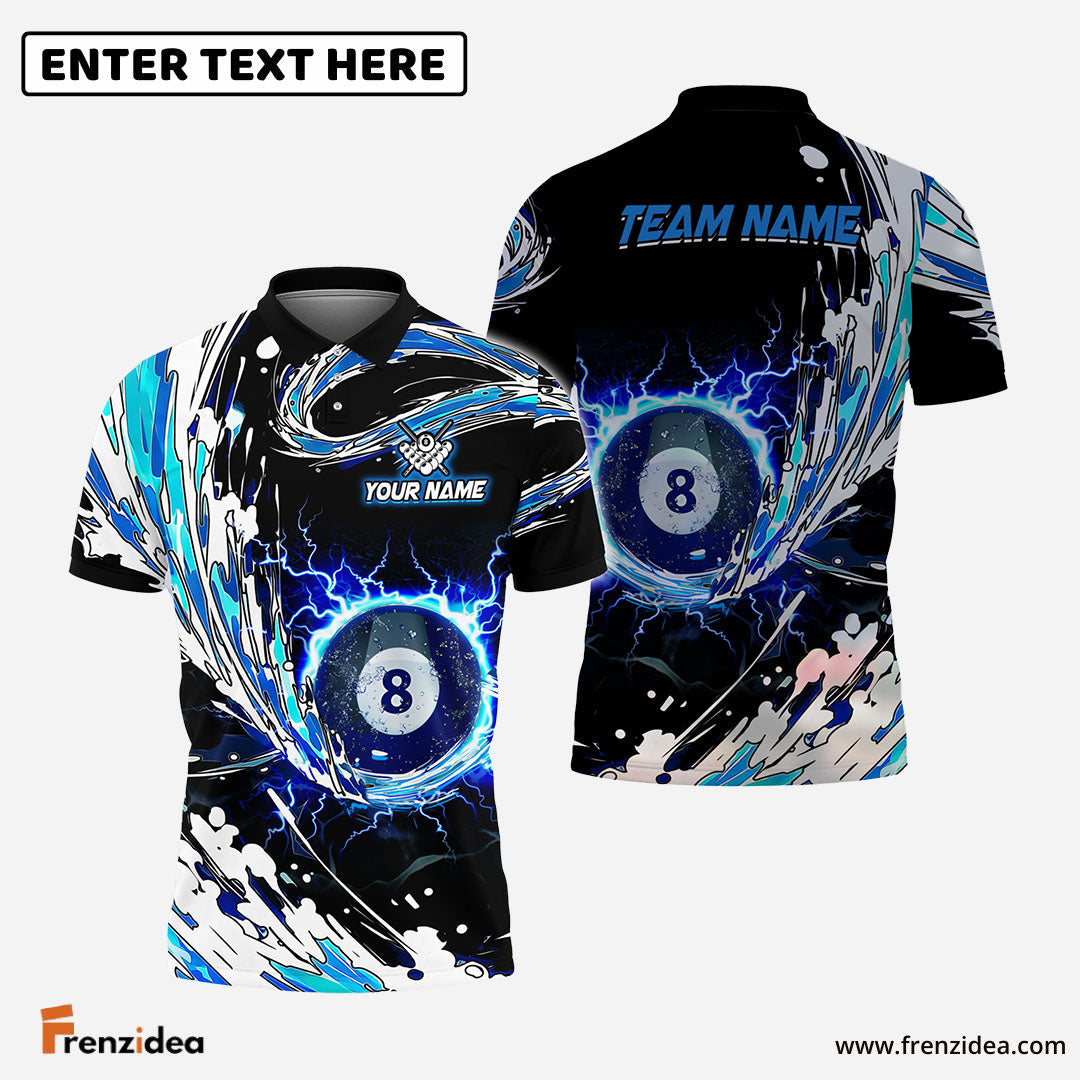 Frenzidea Billiards Blue Wave Personalized Name, Team Name Unisex Shirt