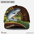 Frenzidea Personalized Salmon Fishing Heavy Brown Leather Pattern Classic Cap