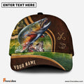 Frenzidea Personalized Trout Fishing Heavy Brown Leather Pattern Classic Cap