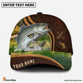 Frenzidea Personalized Striped Bass Fishing Heavy Brown Leather Pattern Classic Cap