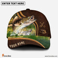 Frenzidea Personalized Walleye Fishing Heavy Brown Leather Pattern Classic Cap