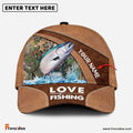 Frenzidea Personalized Salmon Fishing Leather Pattern Classic 3D Cap