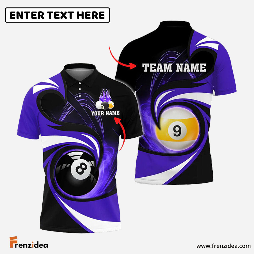 Frenzidea Billiards 8 Ball & 9 Ball Stormeye Personalized Name, Team Name Unisex Shirt ( 6 Colors ) (S)