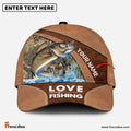 Frenzidea Personalized Walleye Fishing Leather Pattern Classic 3D Cap