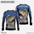 Frenzidea Walleye Fishing Navy Hexagon Sport Custom Name & Team Name 3D Shirts
