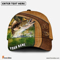 Frenzidea Personalized Walleye Fishing Leather Pattern Classic Cap