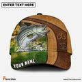 Frenzidea Personalized Striped Bass Fishing Leather Pattern Classic Cap