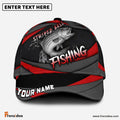 Frenzidea Personalized Striped Bass Fishing Red Gray Spinning Pattern Classic Cap