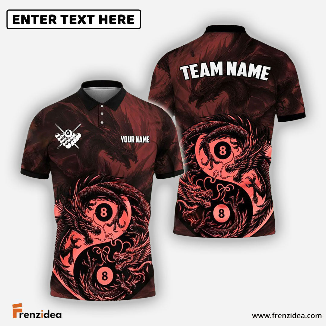 Frenzidea Billiards Yin And Yang Ball 89 Dragon Personalized Name Shirt (4 Colors)