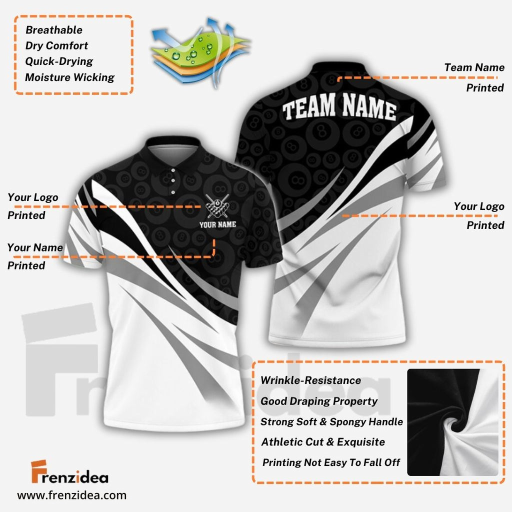 Frenzidea Billiards Ribbon Personalized Name, Team Name Shirt