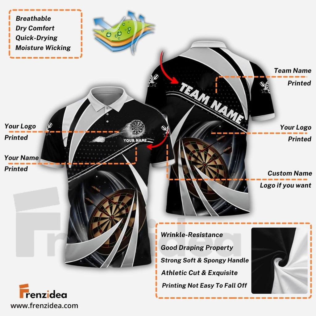 Frenzidea Darts Tornado Light Color Personalized Name, Team Name 3D Shirt (4 Colors)