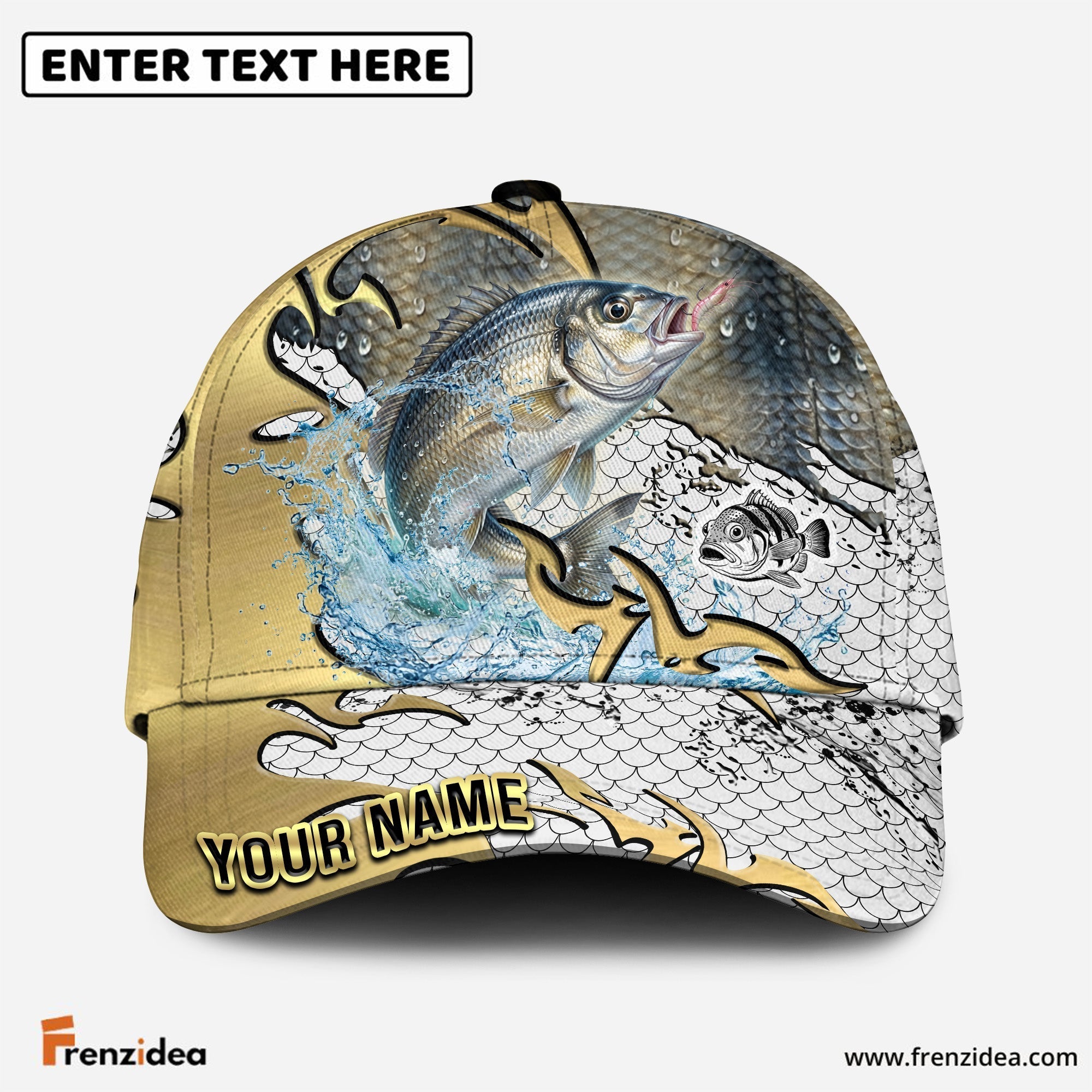 (12 Breeds) Frenzidea Gold Scale Fishing Customized Name 3D Cap