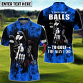 Frenzidea Blue Flame Golf Skull Personalized Name, Team Name 3D Shirt