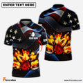 Frenzidea Bowling Ball And Pins Flame USA Flag Pattern Customized Name 3D Shirt