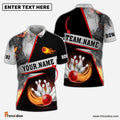 Frenzidea Bowling Flame Grey Smoke Pattern Premium Customized Name 3D Shirt