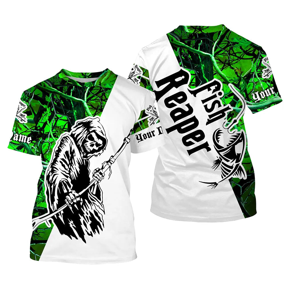 Frenzidea Halloween Fish Reaper Green Camo Custom Name Long Sleeve