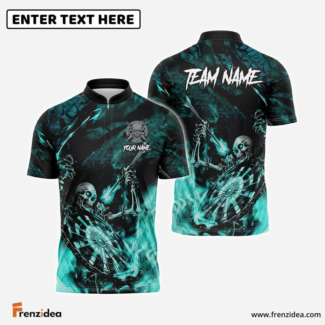 Frenzidea Darts Skeleton Skull Personalized Name, Team Name 3D Shirt (4 Colors)