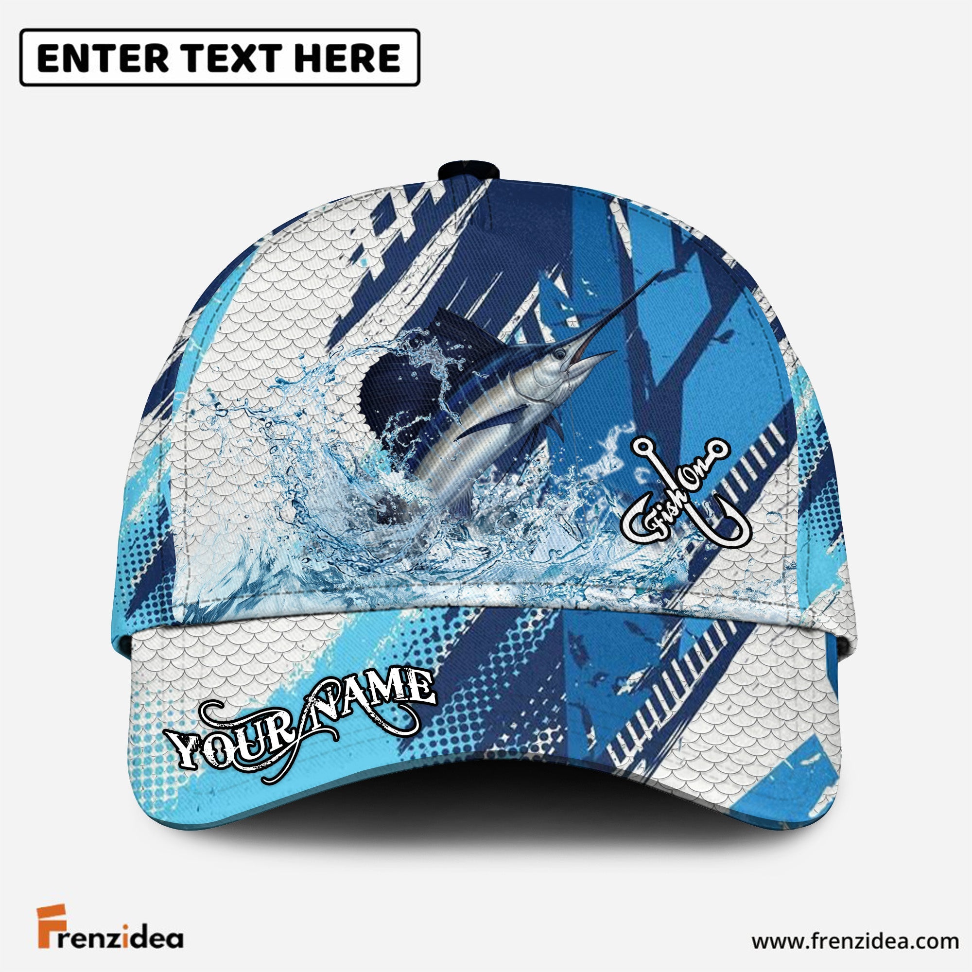(12 Breeds) Frenzidea Sporty Geometric Fish Scales Fishing Customized Name 3D Cap
