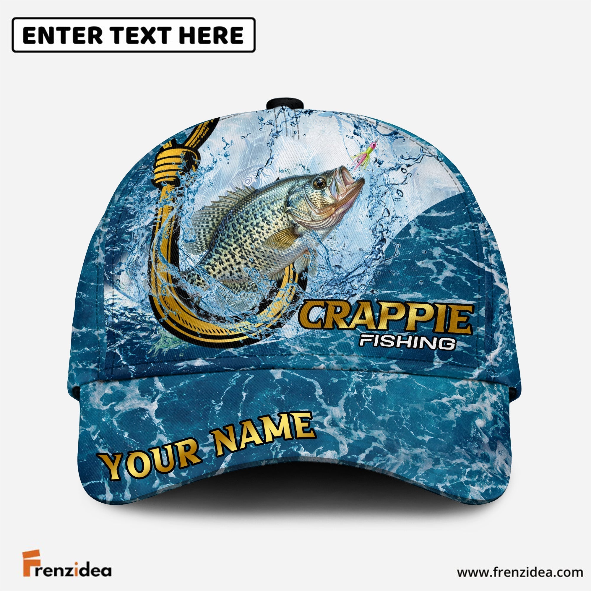 (12 Breeds) Frenzidea Fishing Ocean Blue Customized Name 3D Cap