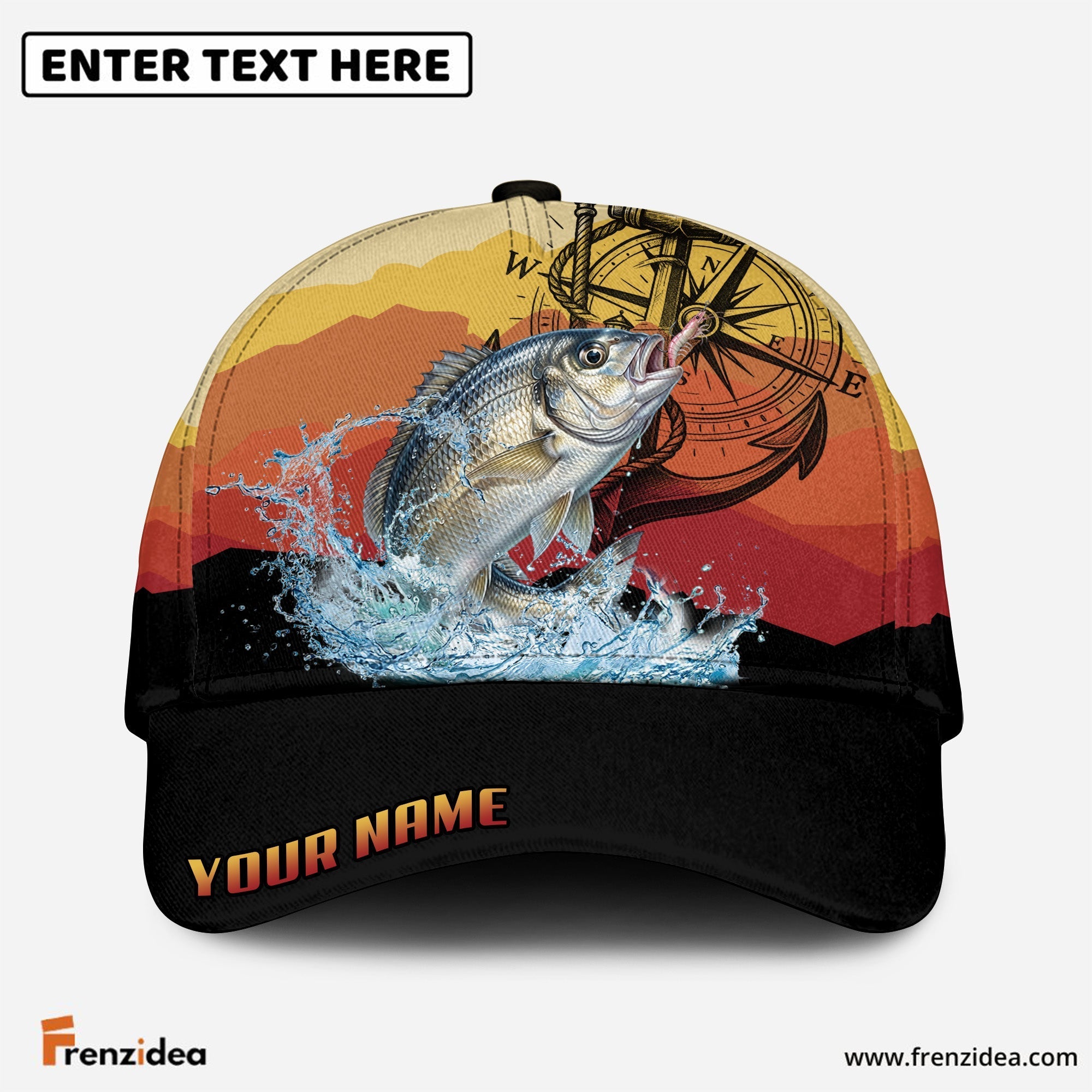 (12 Breeds) Frenzidea Fishing Mountain Lake Legend Customized Name 3D Cap