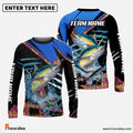 Frenzidea Tuna Fishing Blue Brocade Pattern Custom Name & Team Name 3D Shirts