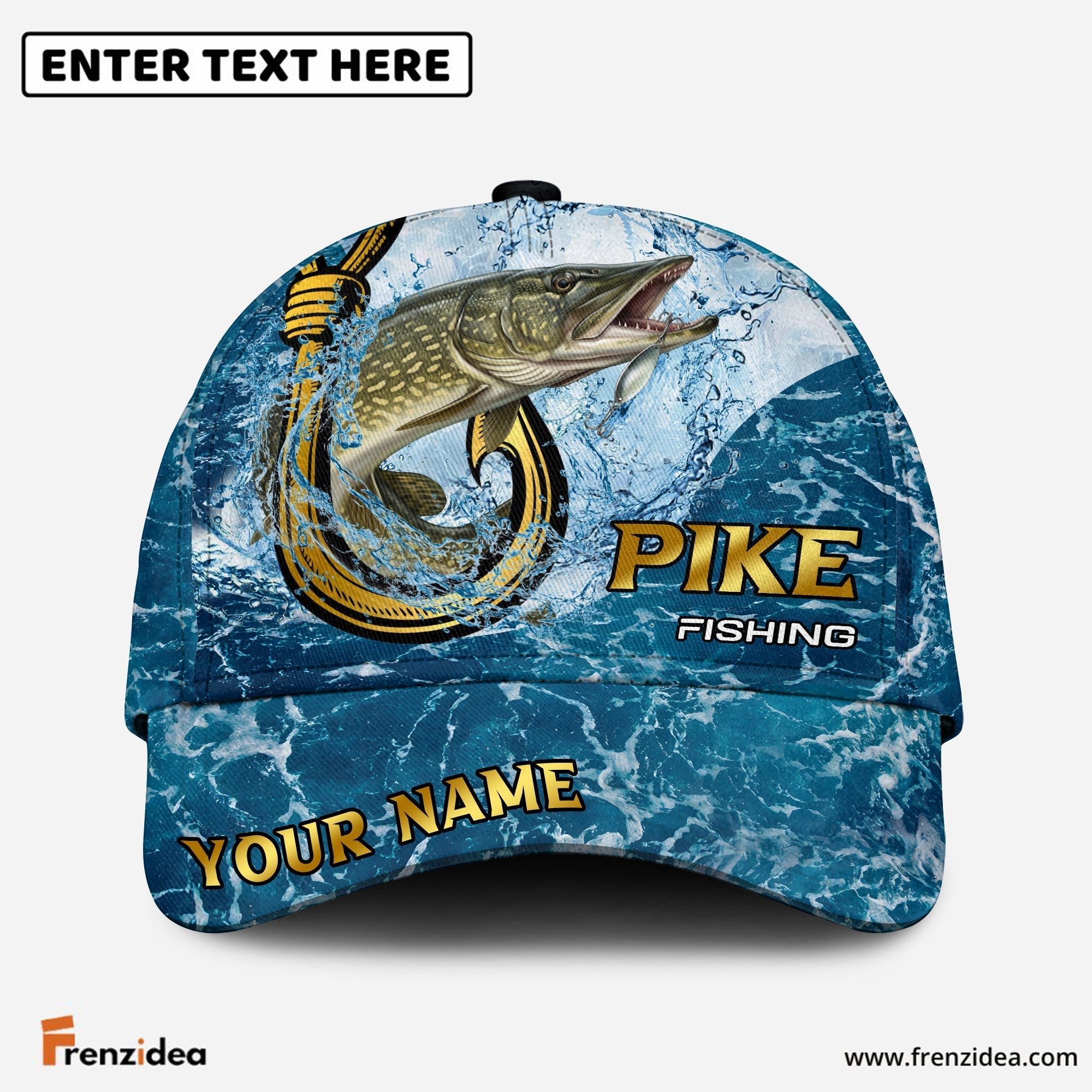(12 Breeds) Frenzidea Fishing Ocean Blue Customized Name 3D Cap