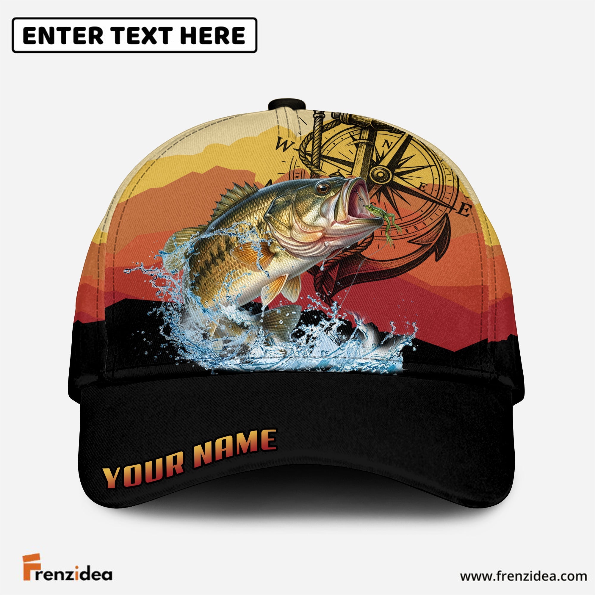 (12 Breeds) Frenzidea Epic Sunset Horizon Fishing Strike Customized Name 3D Cap