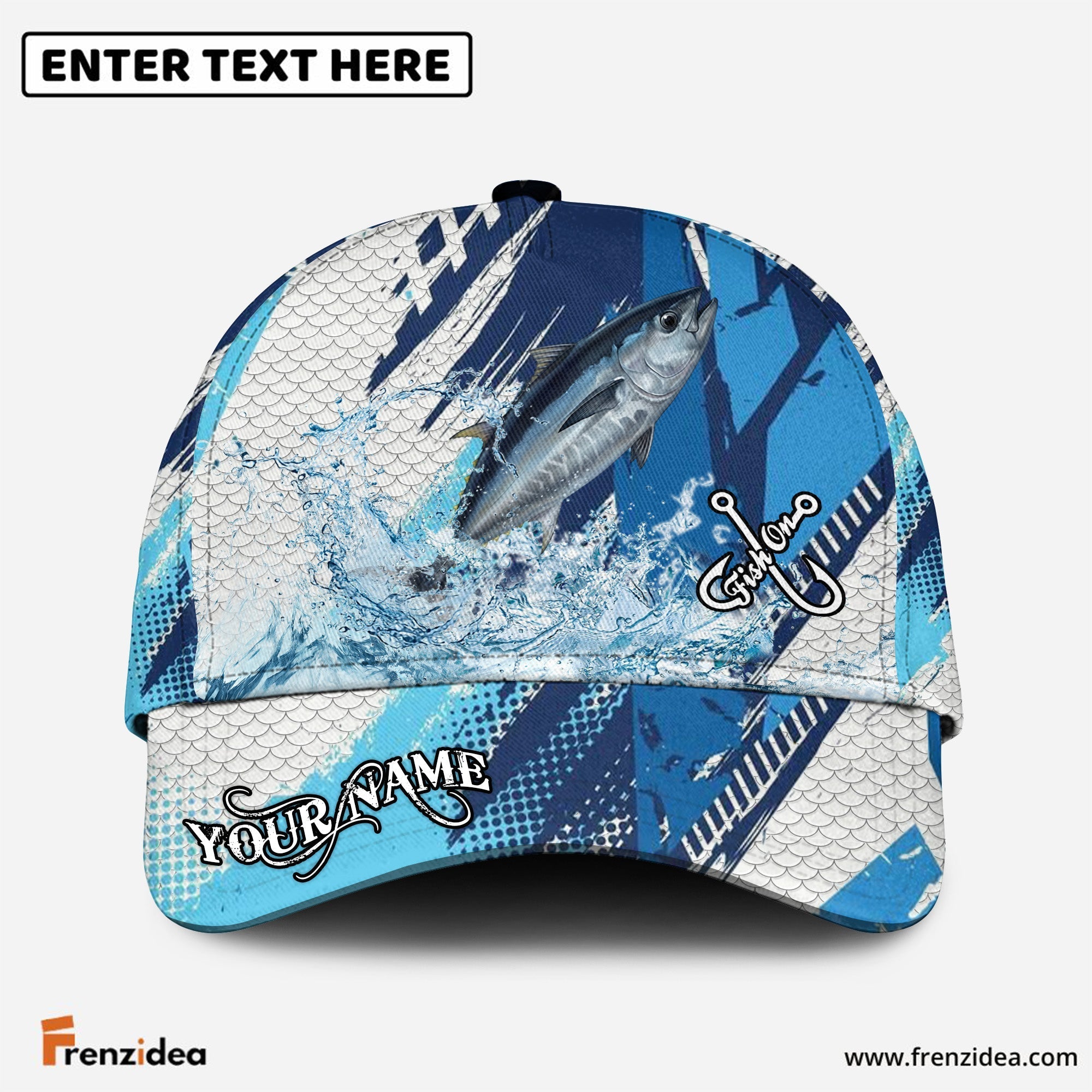 (12 Breeds) Frenzidea Technical Fish Scale Fishing Customized Name 3D Cap