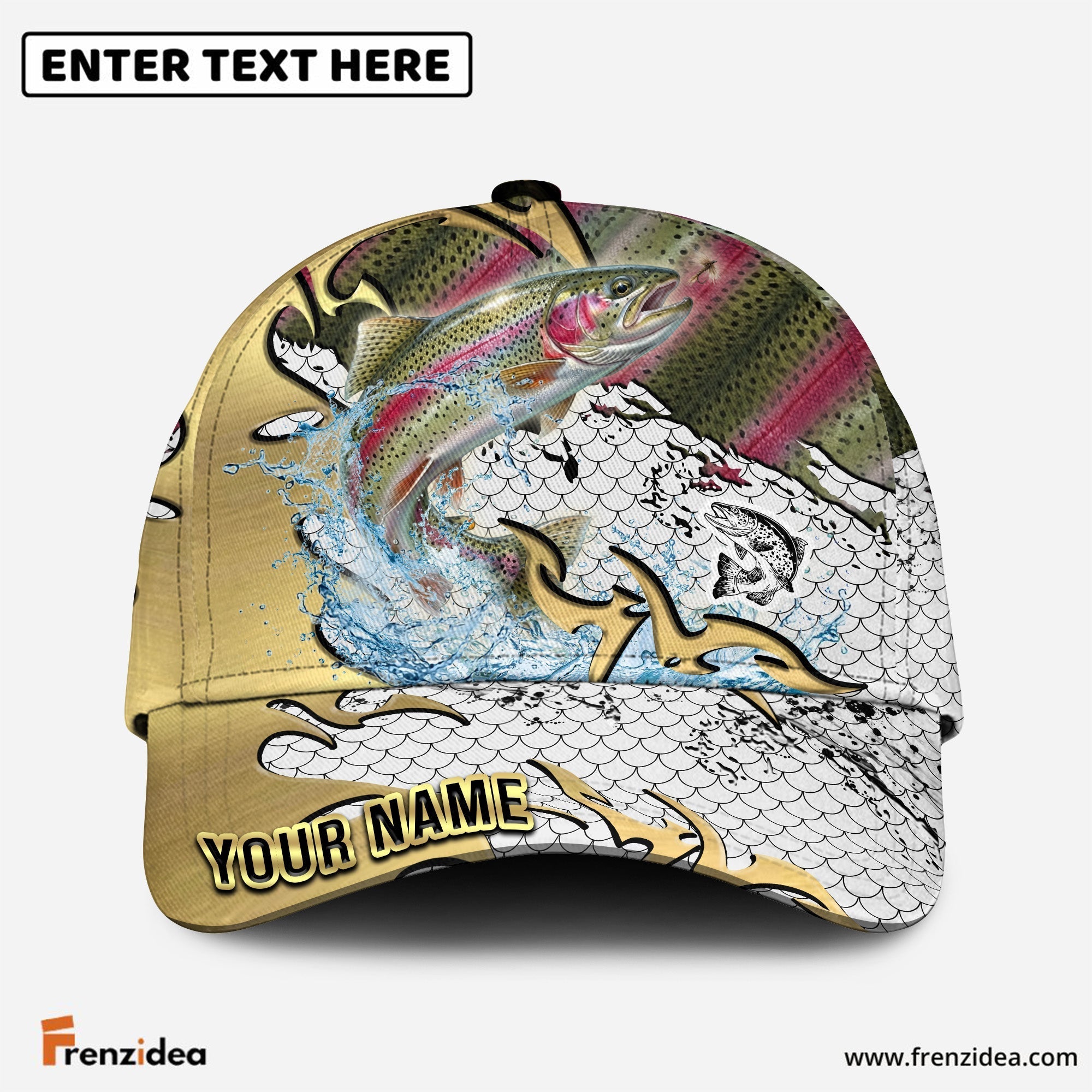 (12 Breeds) Frenzidea Gold Scale Fishing Customized Name 3D Cap