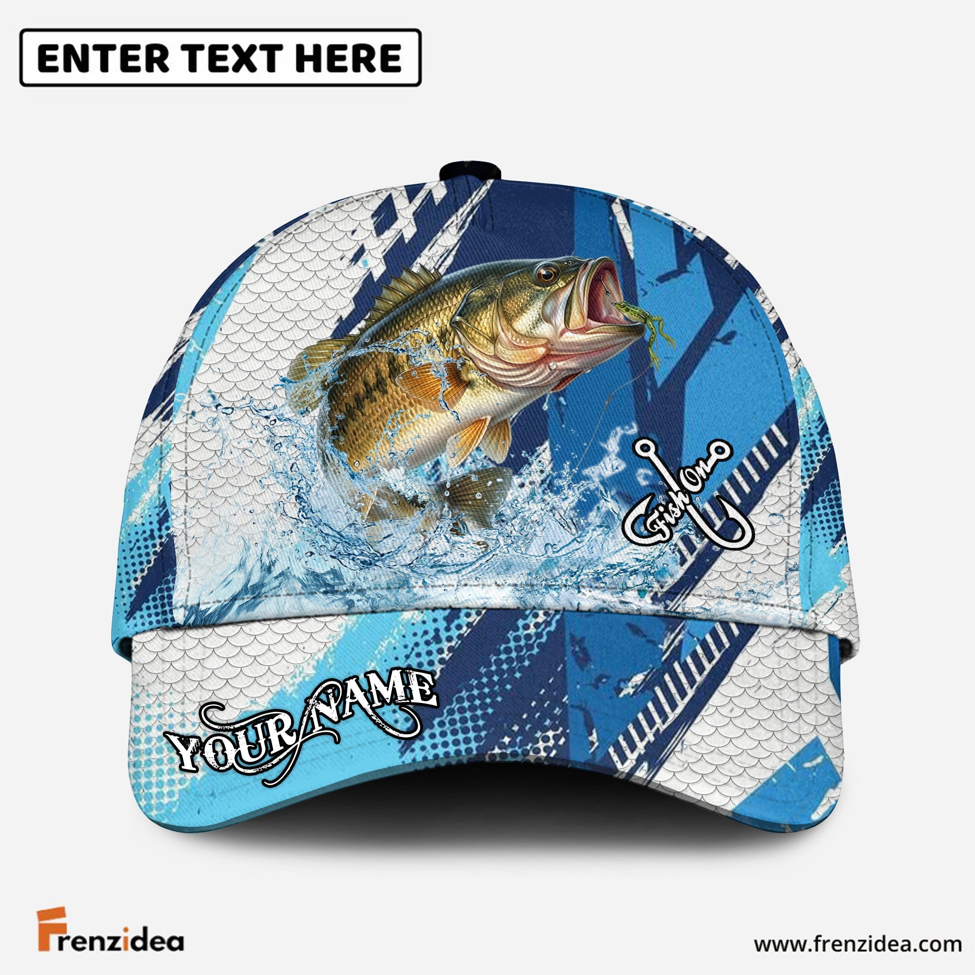 (12 Breeds) Frenzidea Sporty Geometric Fish Scales Fishing Customized Name 3D Cap